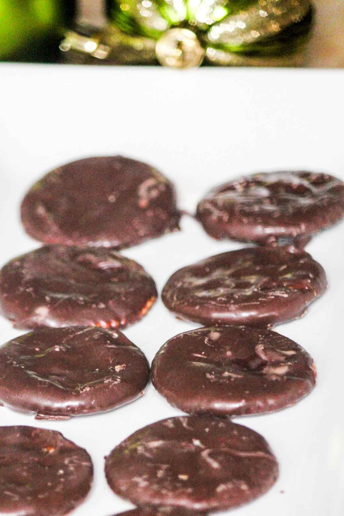 3 Ingredient Thin Mint Cookies on a White Platter