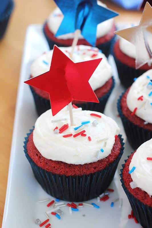 Red Velvet 4th of July Cupcakes Recipe - One Sweet Appetite
