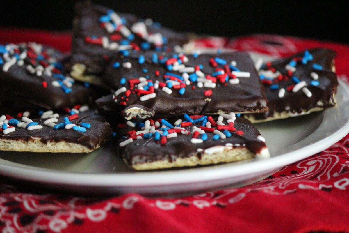 smores cookies on a plate with a red bandana
