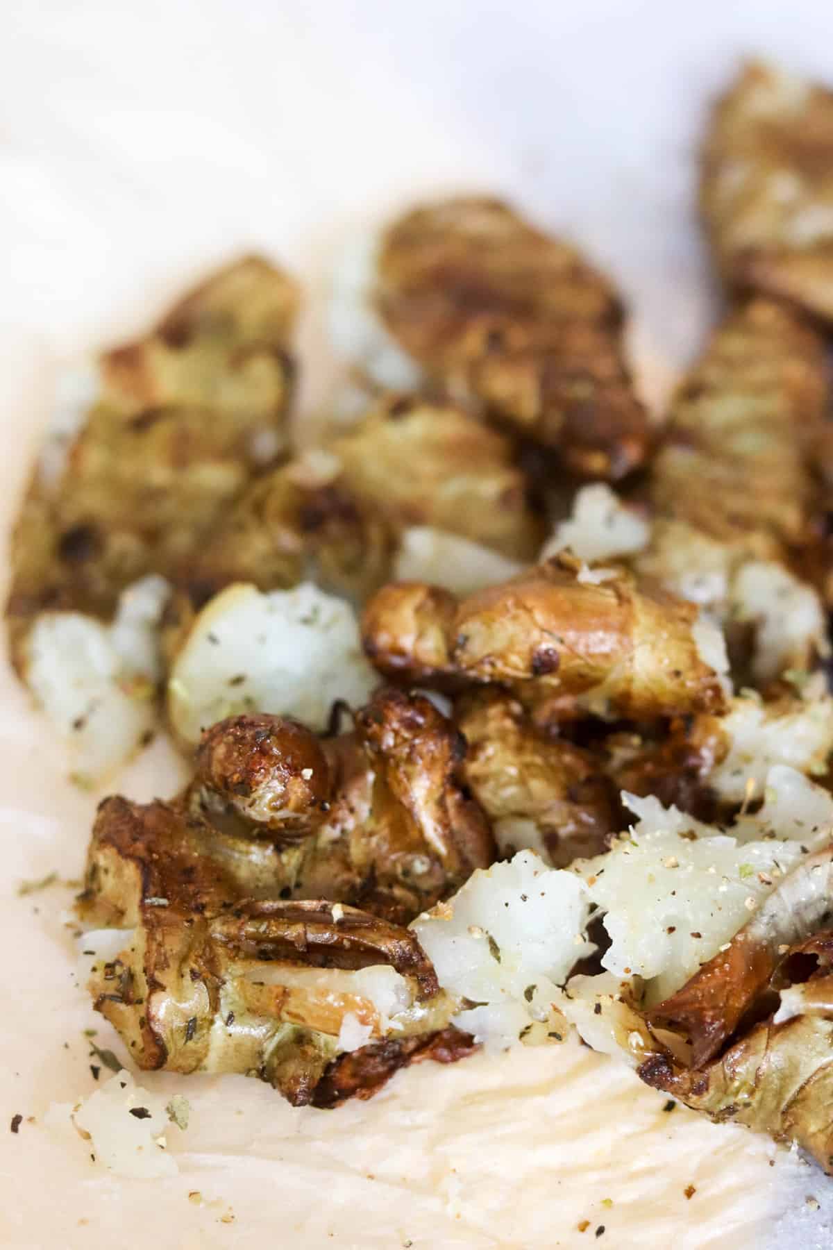 Air Fryer Butter and Herb Smashed Sunchokes