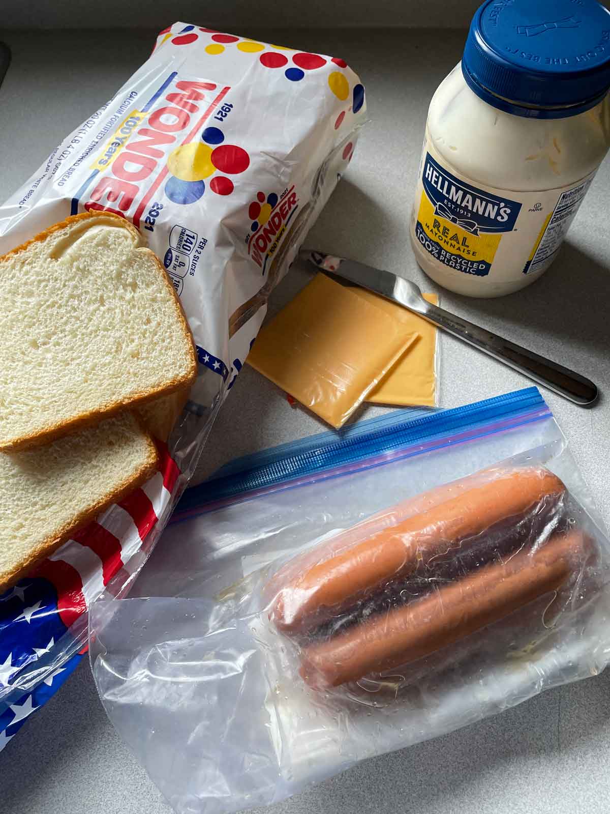 Air Fryer Grilled Cheese Hot Dogs Ingredients