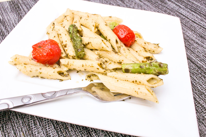 Asparagus Pesto Pasta with Roasted Tomatoes