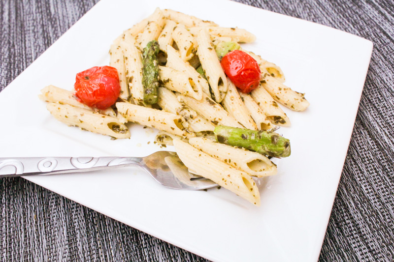 Asparagus Pesto Pasta with Roasted Tomatoes