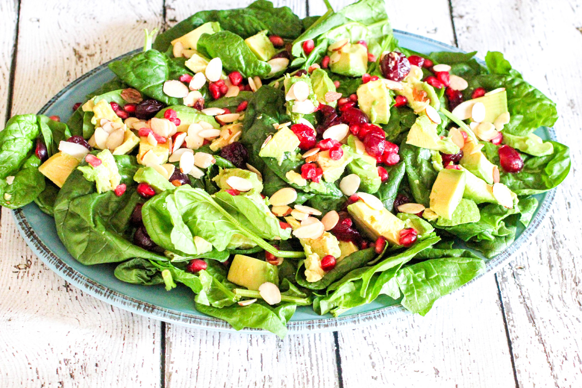 Avocado Pomegranate Spinach Salad Hero Image