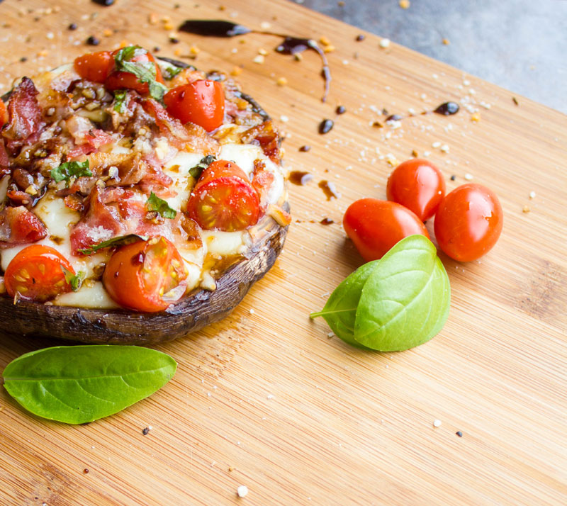 Bacon Caprese Stuffed Portobello Mushrooms