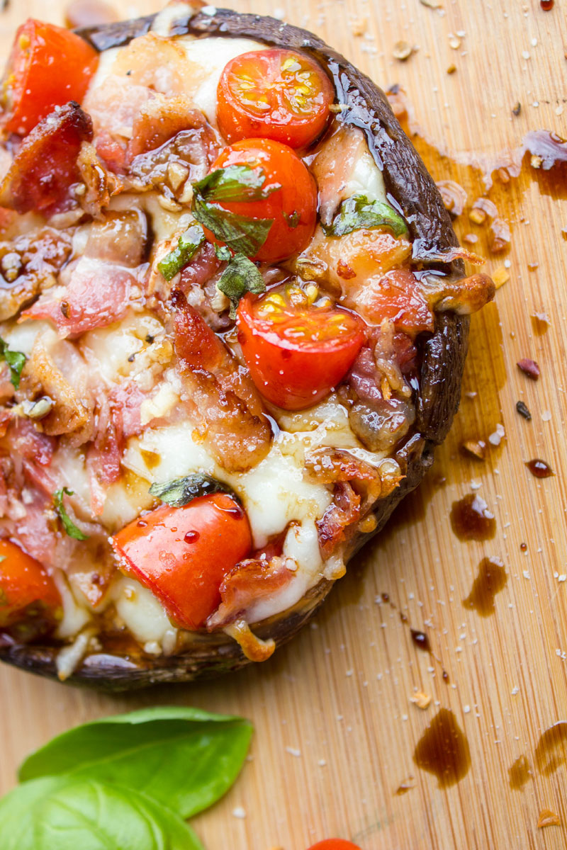 Bacon Caprese Stuffed Portobello Mushrooms
