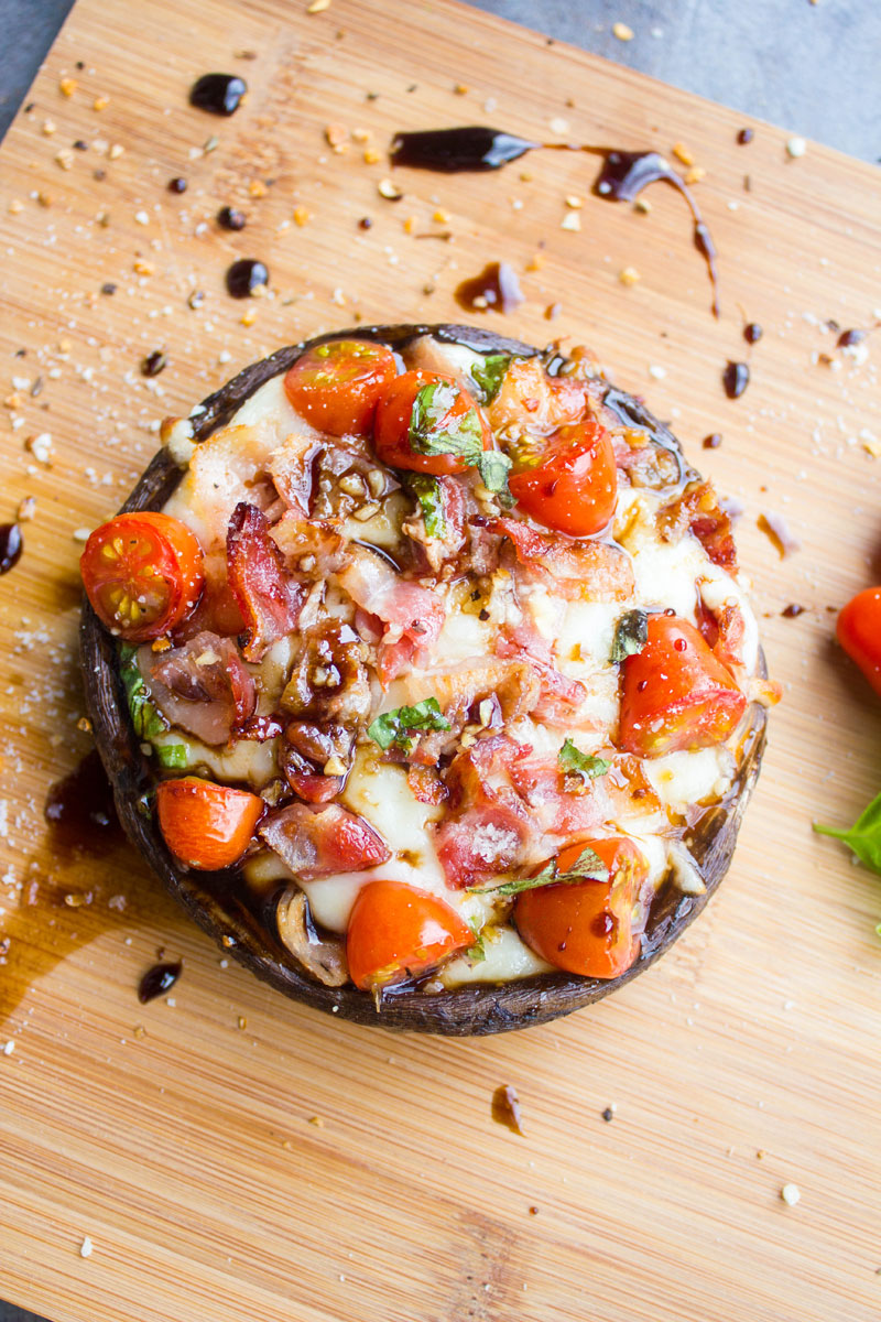 Bacon Caprese Stuffed Portobello Mushrooms