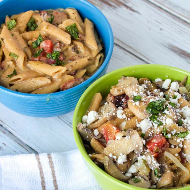 Bacon Sausage Pesto Penne Pasta