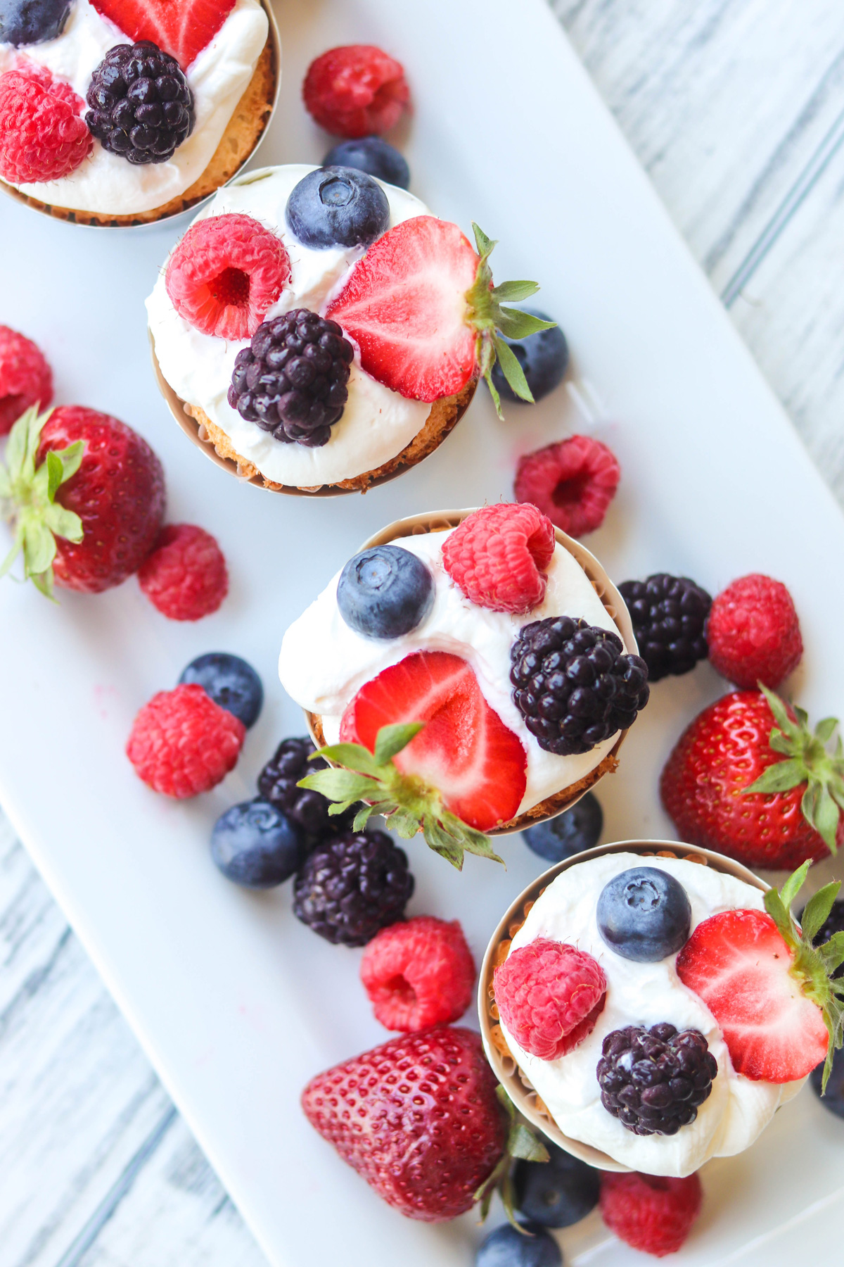 Berries and Cream Angel Food Cupcakes
