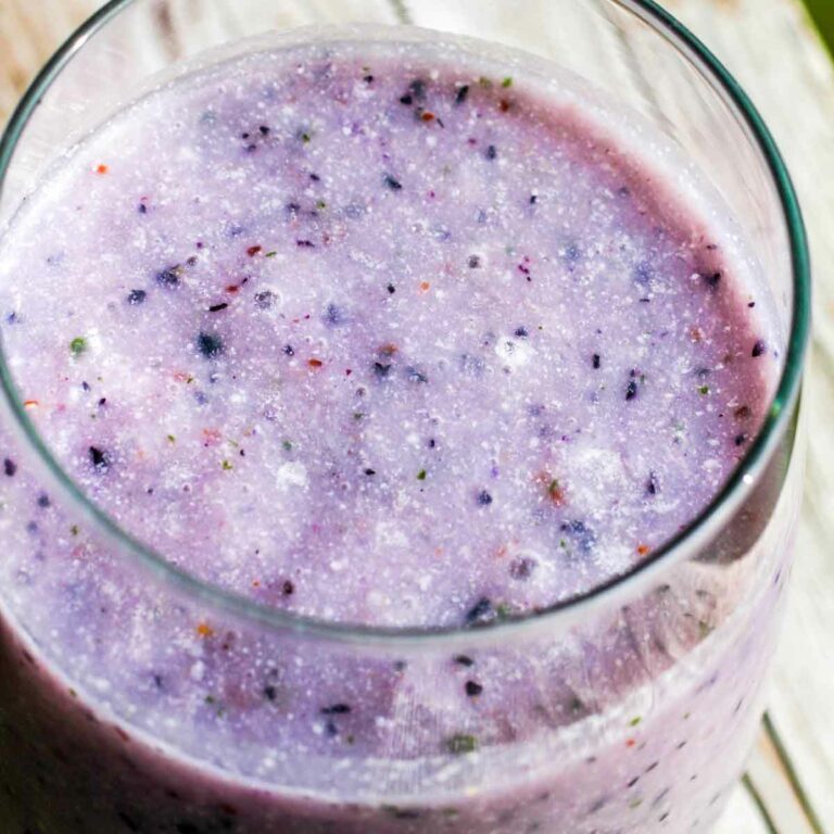 Blueberry Basil Banana Pina Colada Smoothie