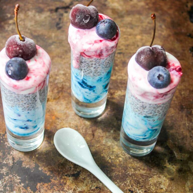 Blueberry Cherry Chia Pudding Parfaits