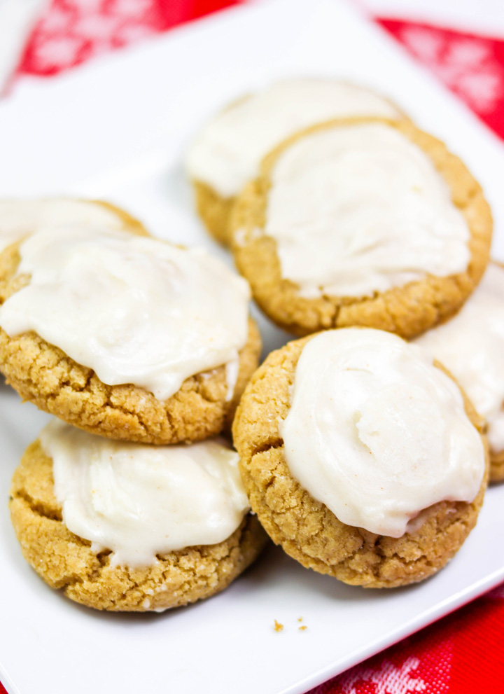 Plate of Brown Butter Cookies with Brown Butter Frosting Up Close