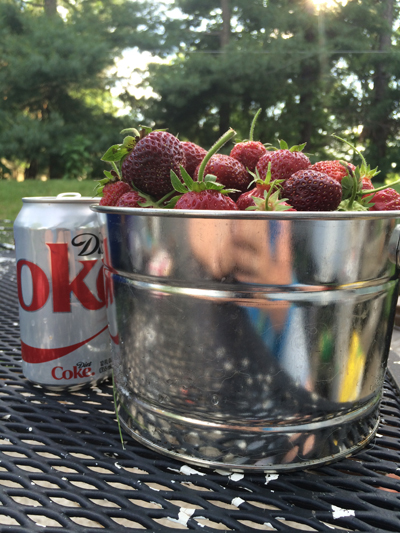 bucket of strawberries