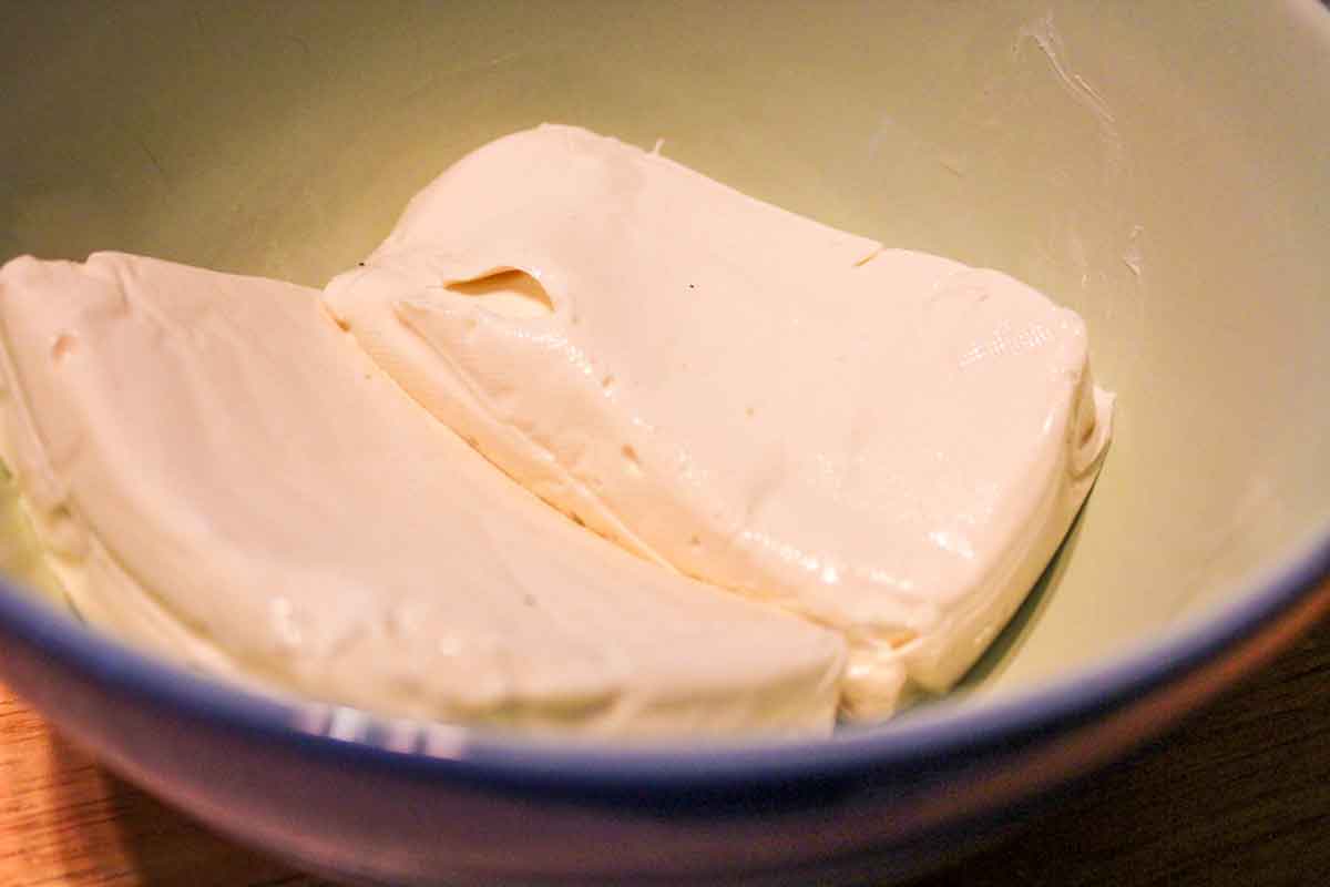 cream cheese in a bowl