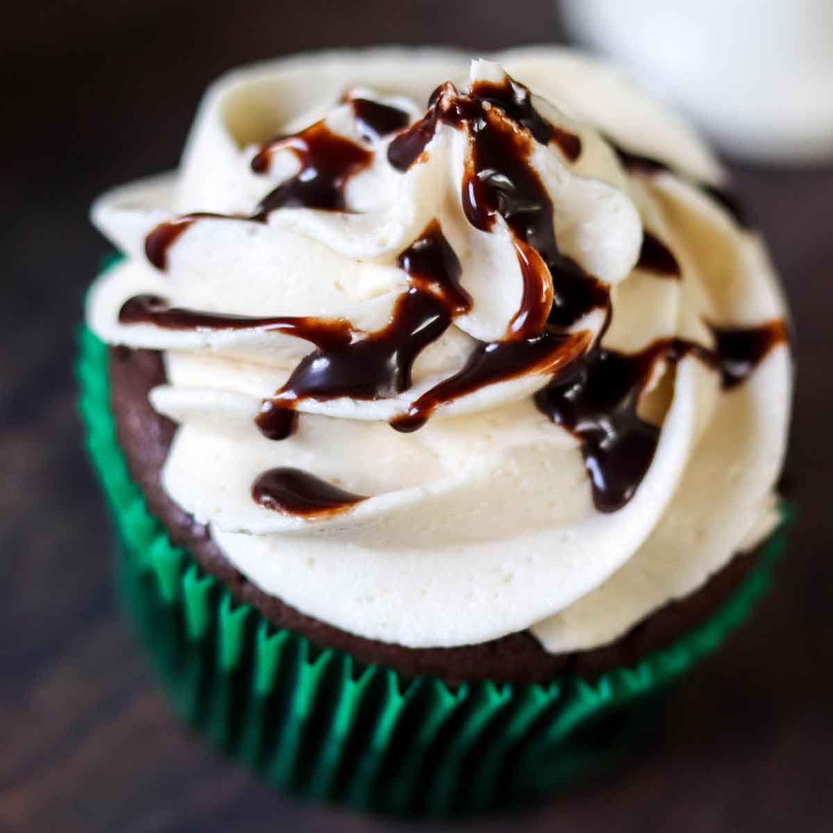 Chocolate Irish Cream Cupcakes with Irish Cream Frosting
