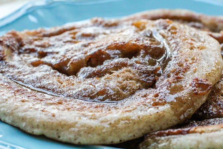 Cinnamon Roll Pancakes Close Up