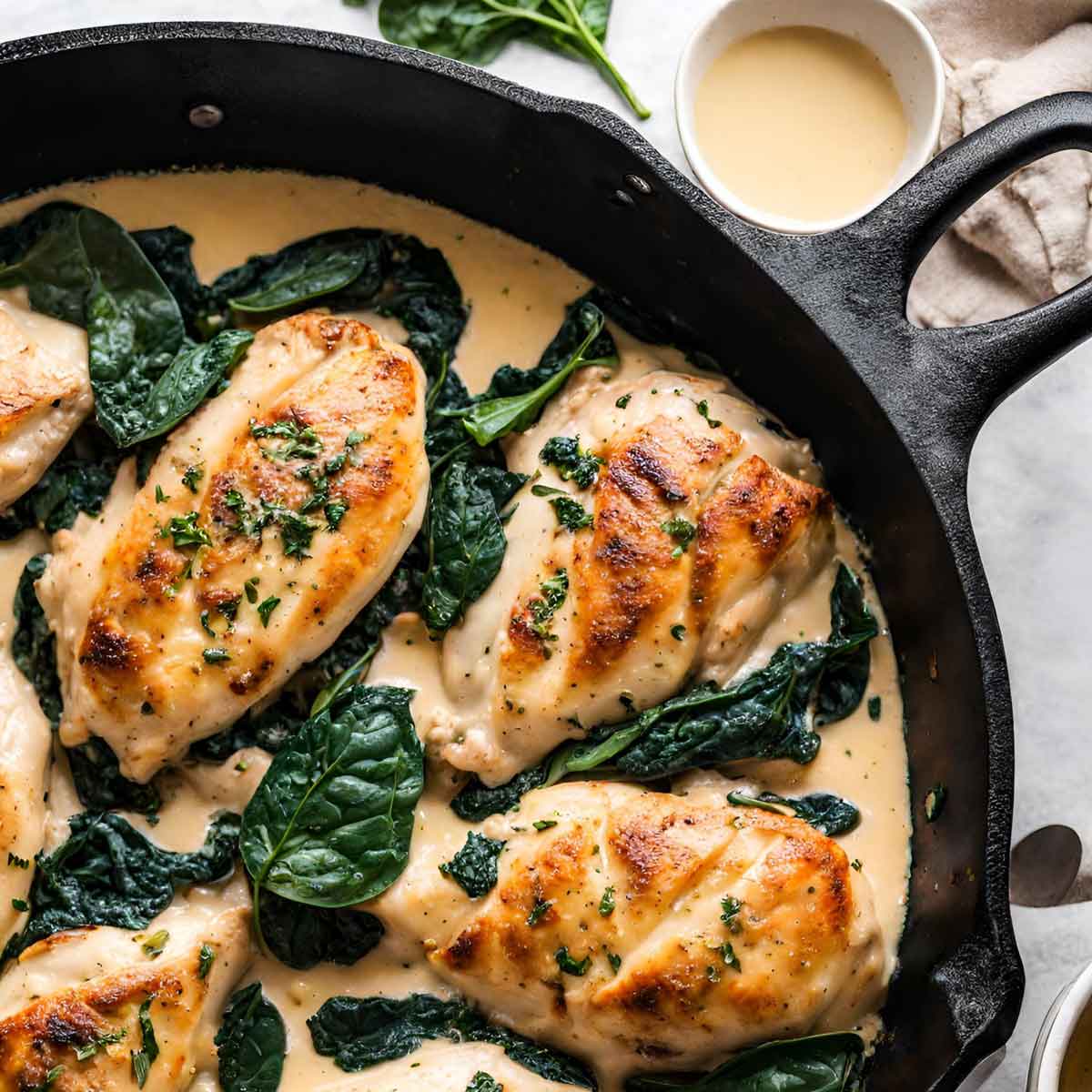 Creamy Chicken Spinach Skillet 2