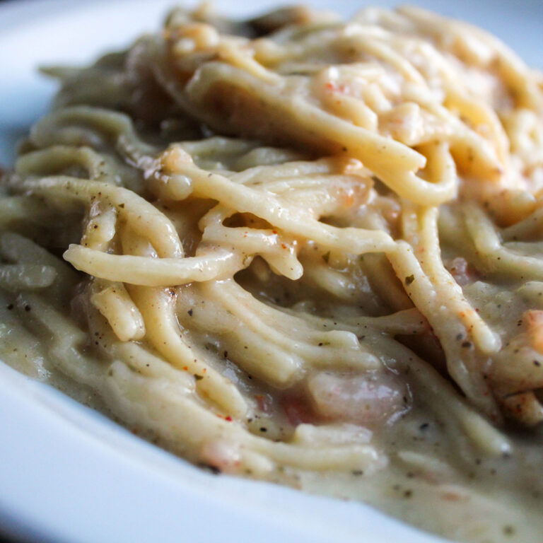 Creamy Pesto Linguine with Shrimp