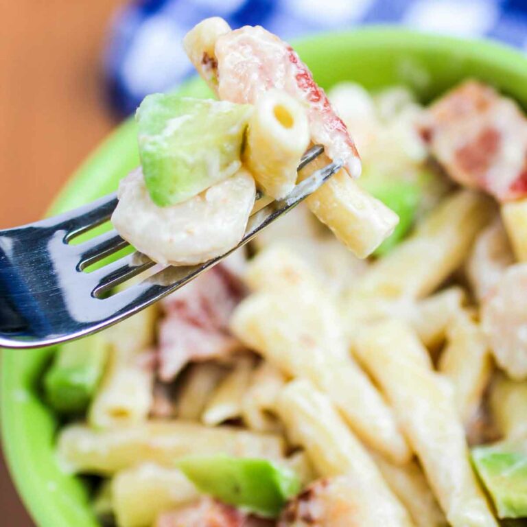 Creamy Shrimp Avocado Bacon Ziti