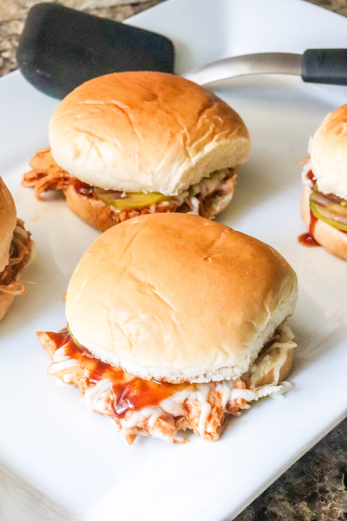 Easy Crockpot BBQ Sliders on a Plate