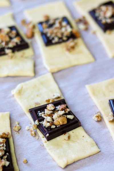 Dark Chocolate Pecan Croissant Cookies
