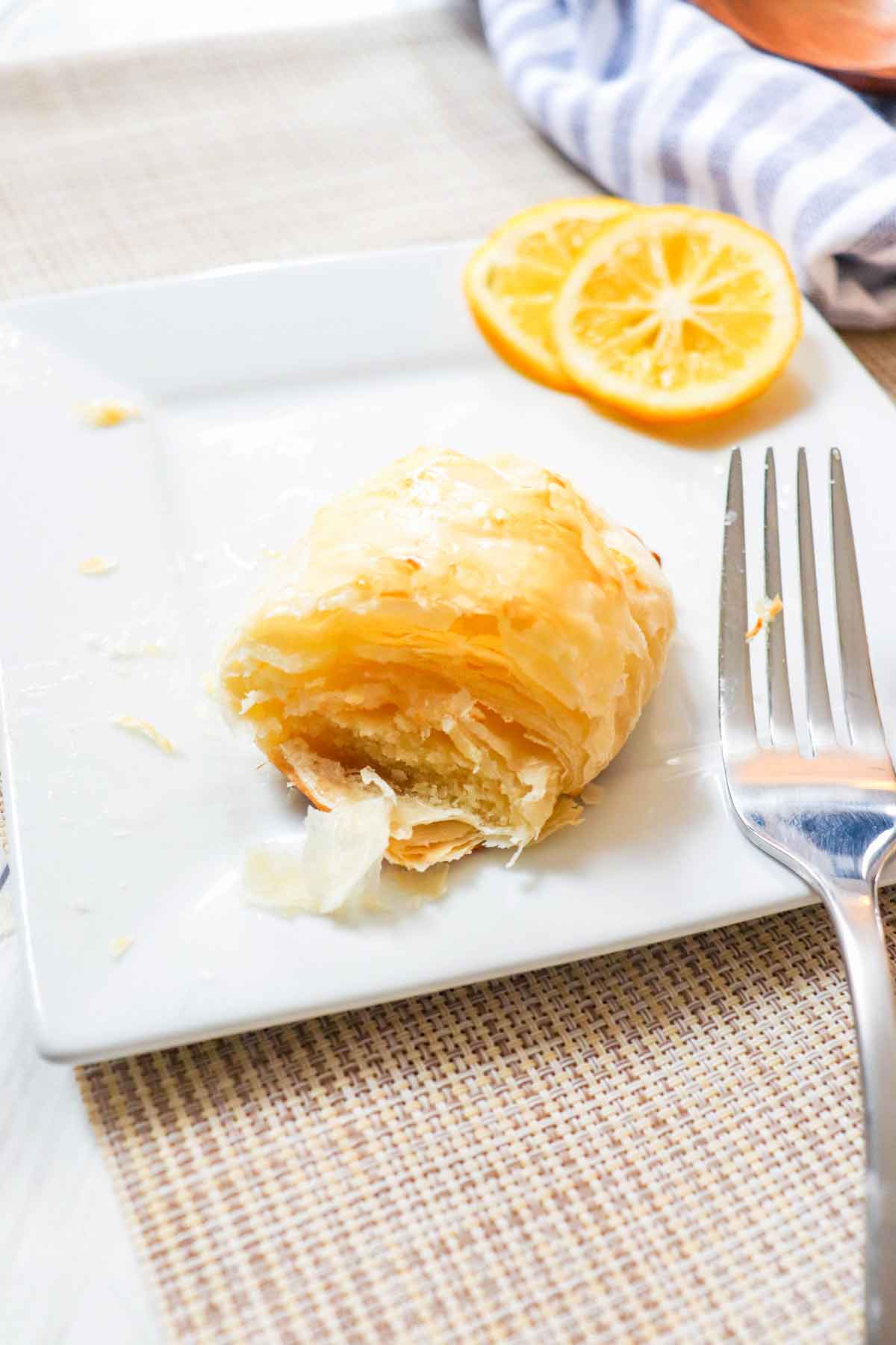 Eating Lemon Cheesecake Rolls for breakfast