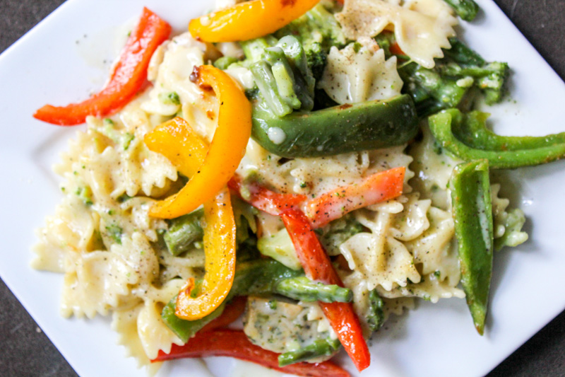 Garlic and Roasted Bell Pepper Farfalle