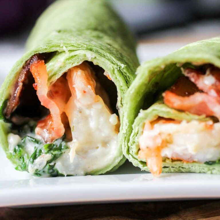 Garlic Shrimp Spinach Bacon Wraps