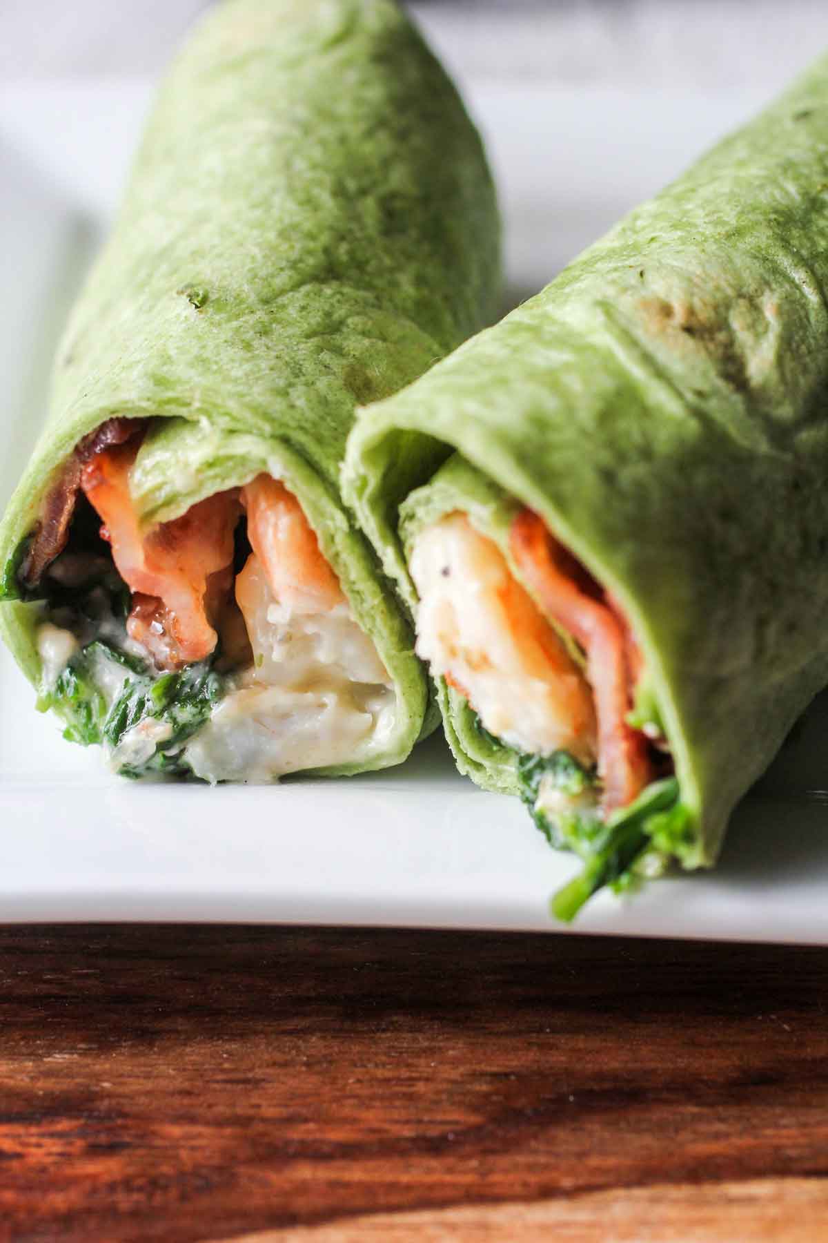 Garlic Shrimp Spinach Bacon Wraps
