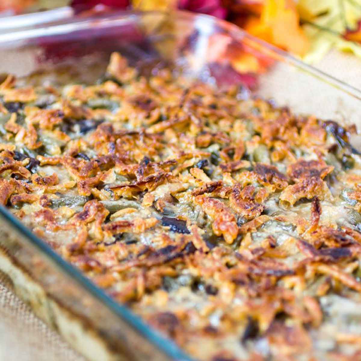 Gouda, Bacon and Portabella Mushroom Green Bean Casserole Featured Image