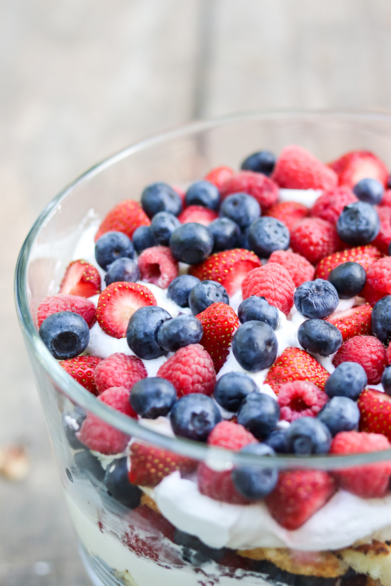 Grilled Angel Food Cake Triple Berry Trifle
