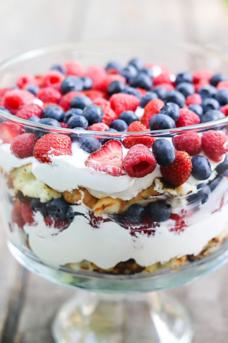 Grilled Angel Food Cake Triple Berry Trifle