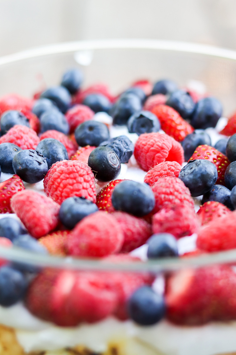 Grilled Angel Food Cake Triple Berry Trifle