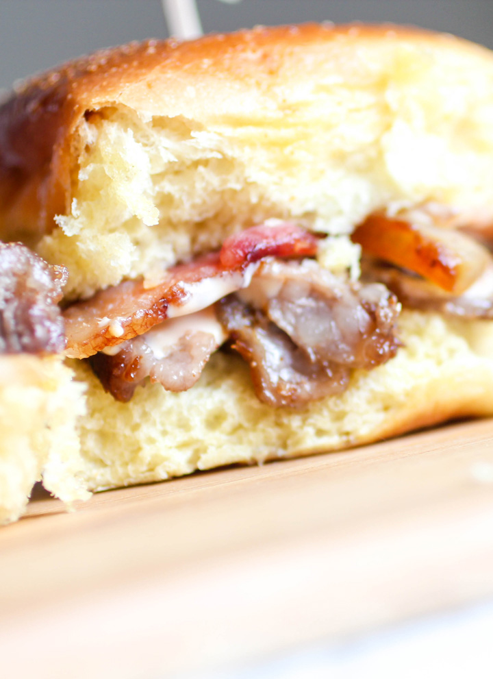Grilled Bacon and Onion Ribeye Steak Sliders with Beer Cheese