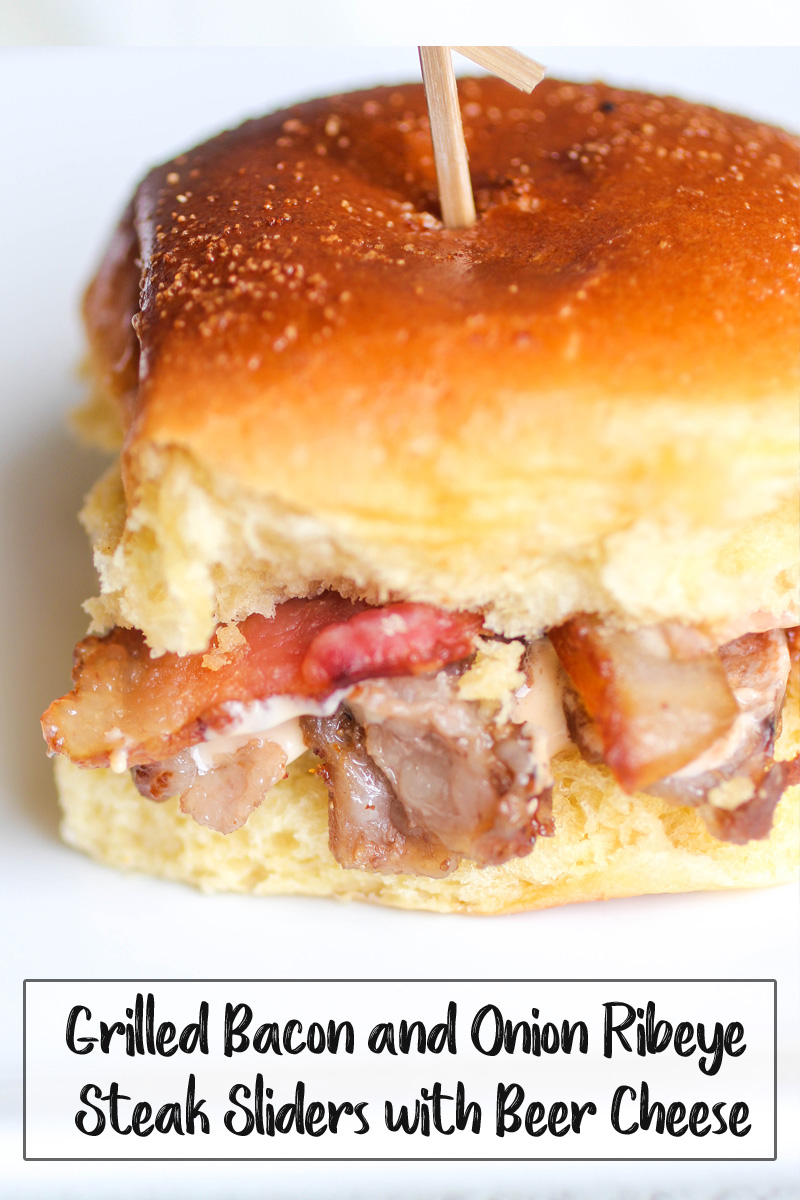 Grilled Bacon and Onion Ribeye Steak Sliders with Beer Cheese