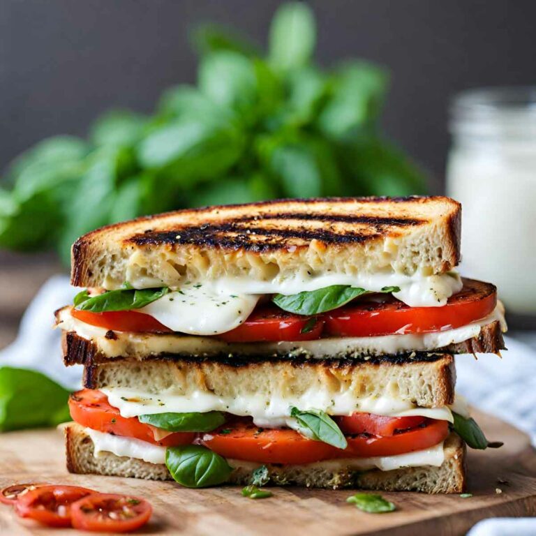 Grilled Caprese Sandwich with Mozzarella and Basil Featured Image