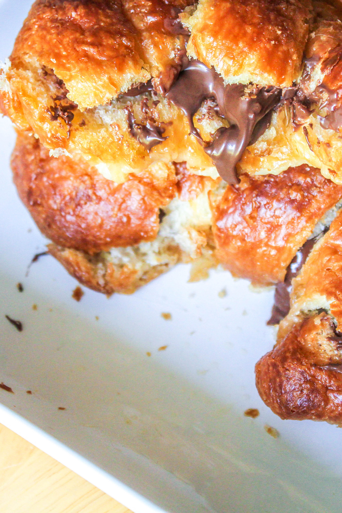 Grilled Nutella Croissants on a White Plate Close Up