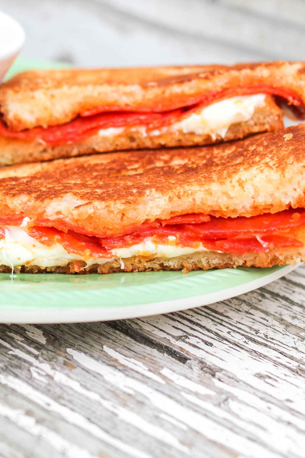 grilled pizza sandwiches close up
