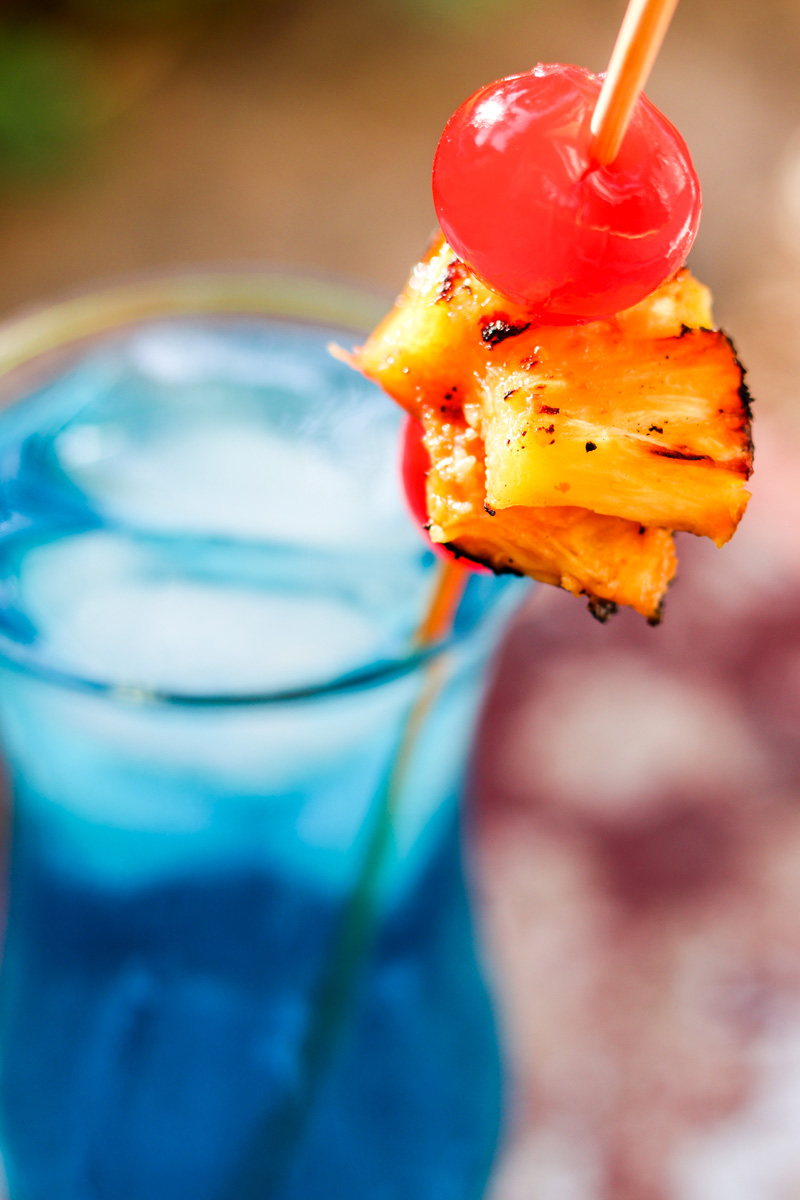 Close Up Grilled Spiced Blue Hawaiian Cocktail Close Up Grilled Spiced Blue Hawaiian Cocktail