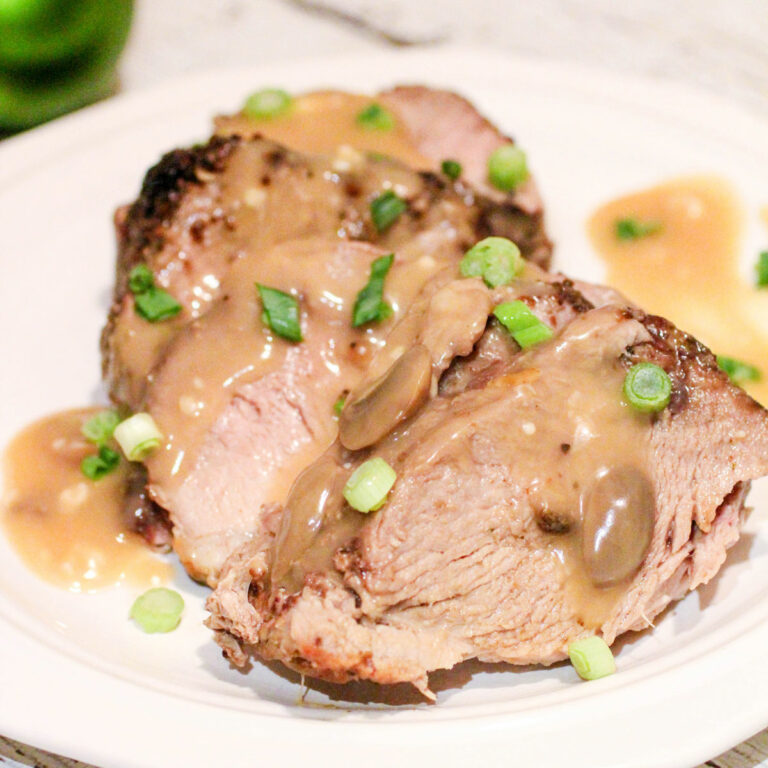 Holiday Pork Roast with Red Wine Mushroom Gravy