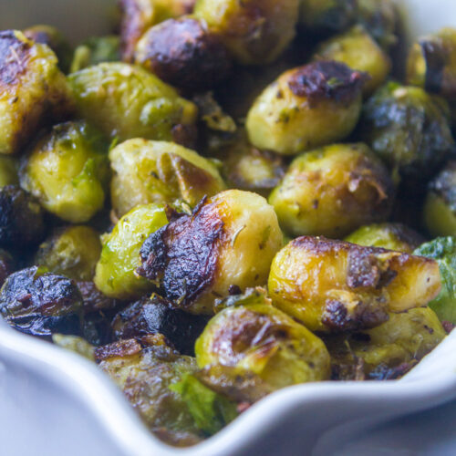 Italian Seasoned Pan Roasted Garlic Brussels Sprouts