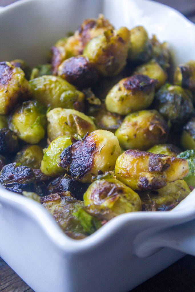 Italian Seasoned Pan Roasted Garlic Brussels Sprouts