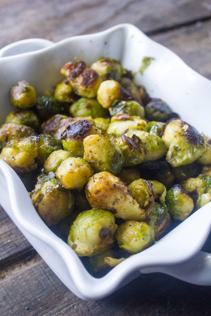 Italian Seasoned Pan Roasted Garlic Brussels Sprouts