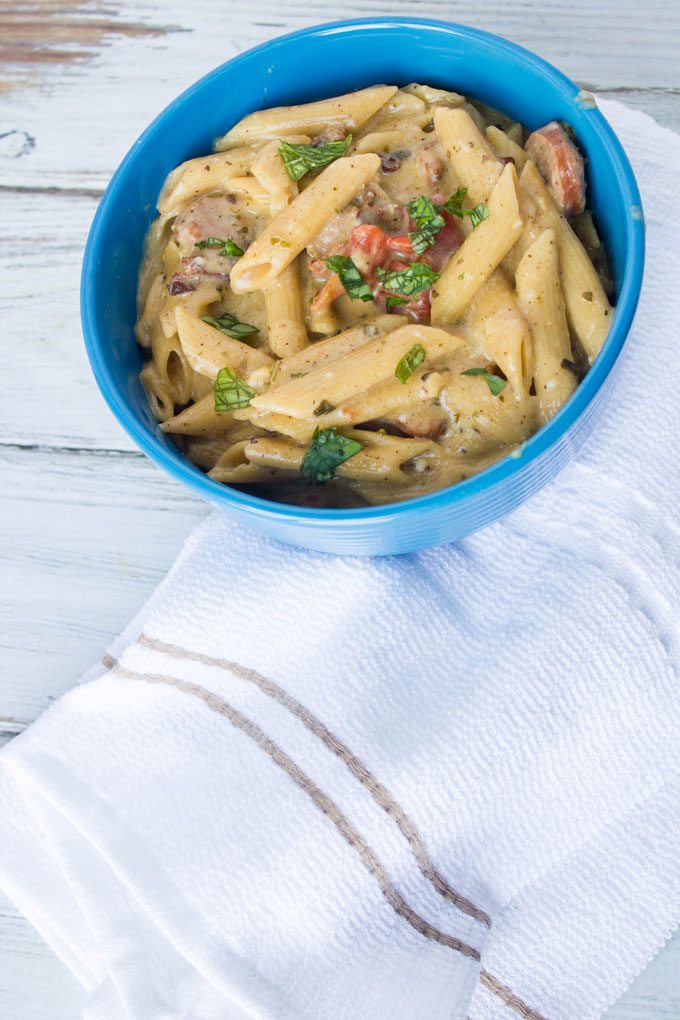 Jazzed-Up-Bacon-Sausage-Pesto-Penne-Pasta-Child