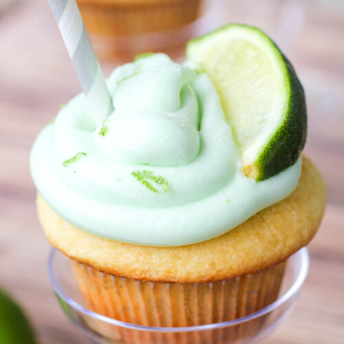 Key Lime Margarita Cupcakes with Key Lime Buttercream Frosting