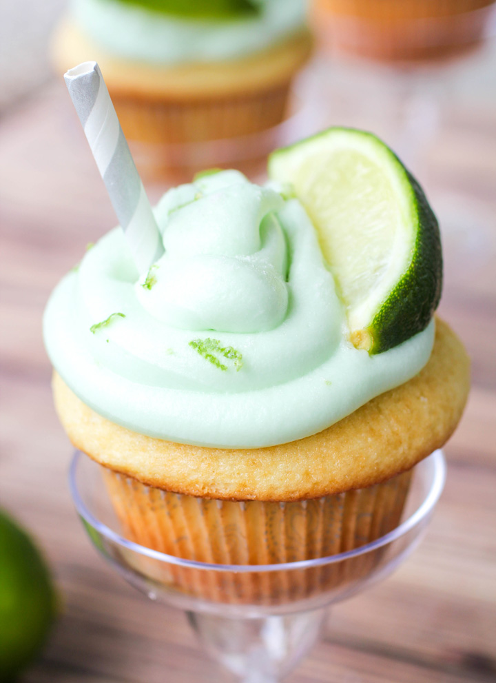 Key Lime Margarita Cupcakes with Key Lime Buttercream Frosting