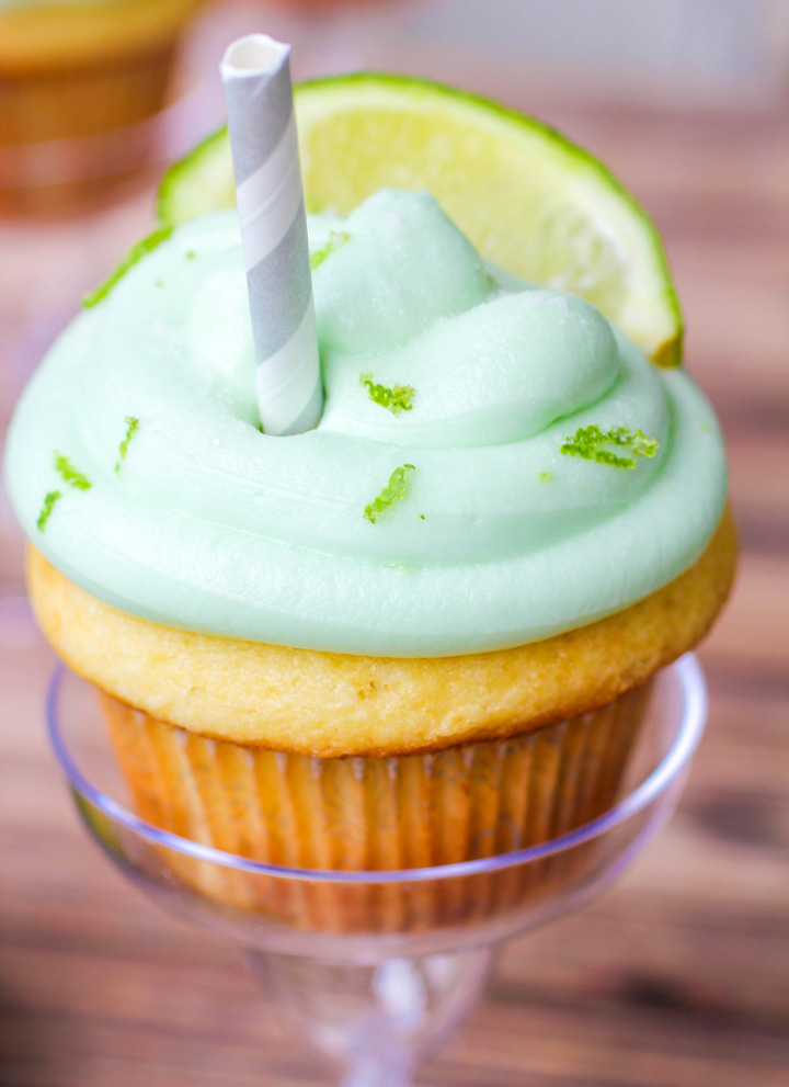 Key Lime Margarita Cupcakes with Key Lime Buttercream Frosting