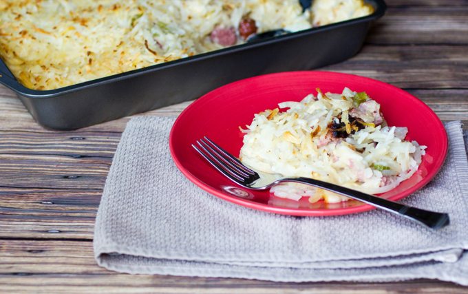 Kielbasa Sausage Hashbrown Dinner Casserole
