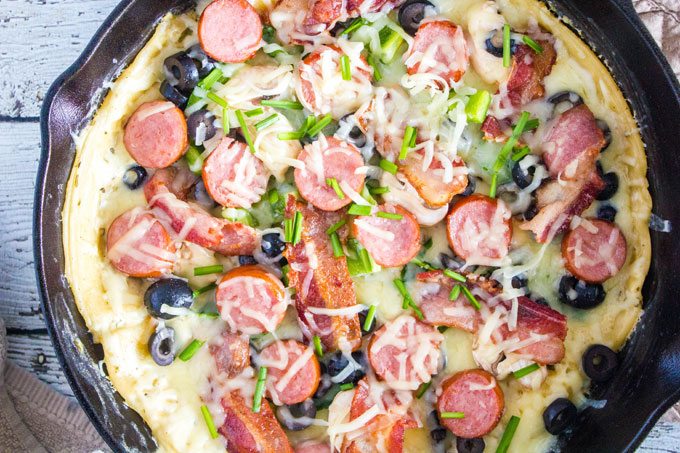 Close up of pizza toppings