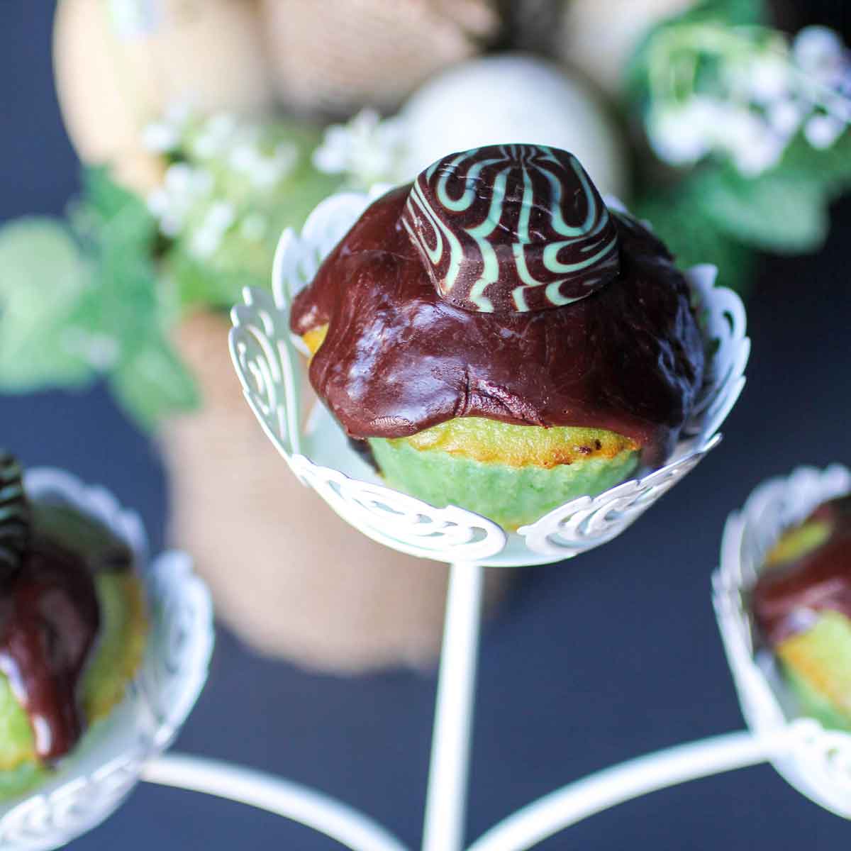 Mint Cupcakes with Mint Dark Chocolate Ganache Featured Image